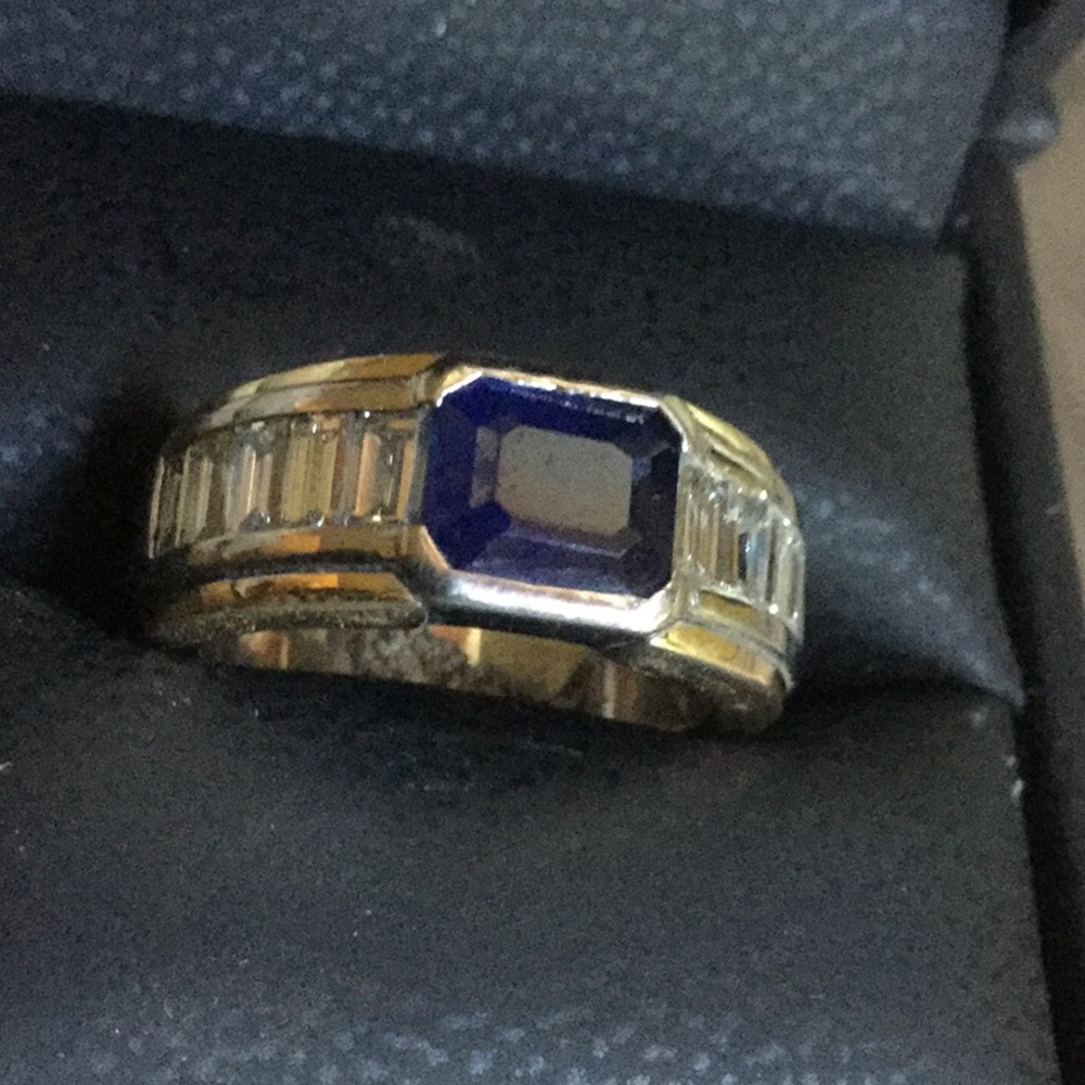 Hans D KRIEGER sapphire diamond vintage collector ring estate jewelry 18K gold - Picture 3 of 16